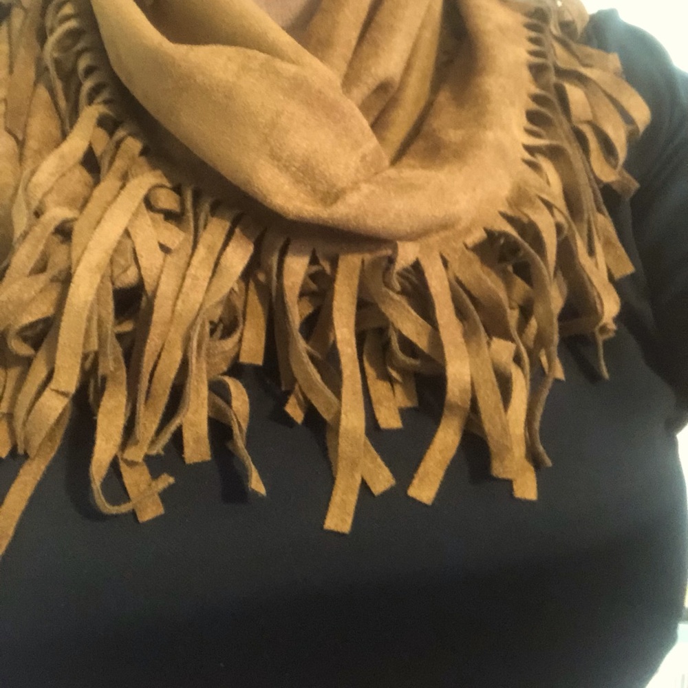 Fringed infinity scarf
